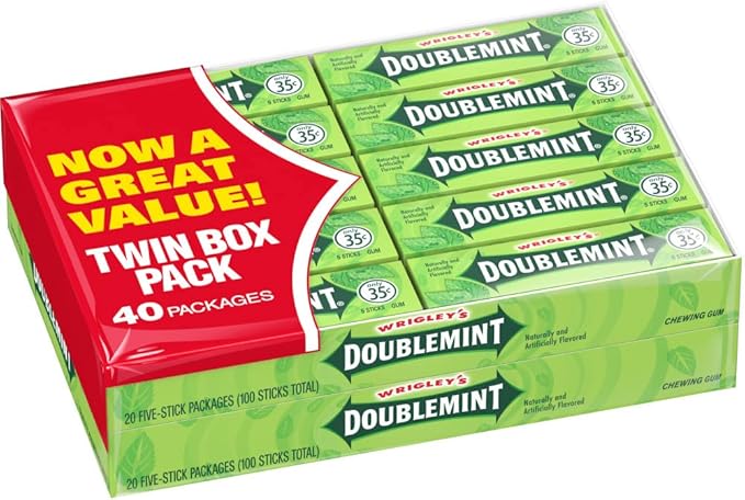 wrigley's doublemint口香糖, 每件5块 (40件装)